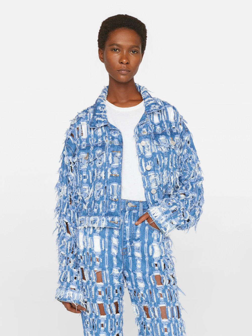 Primary image for Cropped Oversized Jacket -- Blueprint Frays