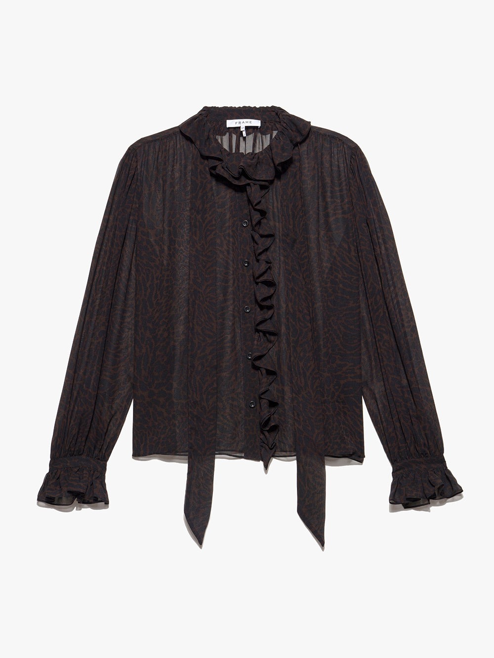 Primary image for Ruffle Front Button Up Shirt -- Espresso Multi