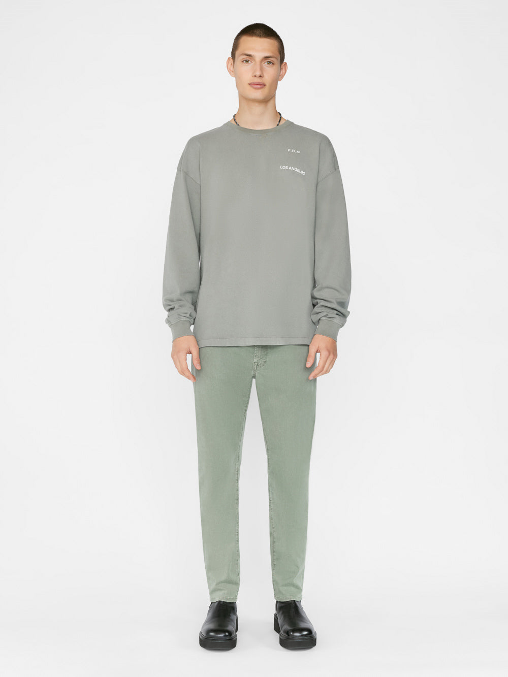 Secondary image for L'Homme Slim Brushed Twill -- Washed Military