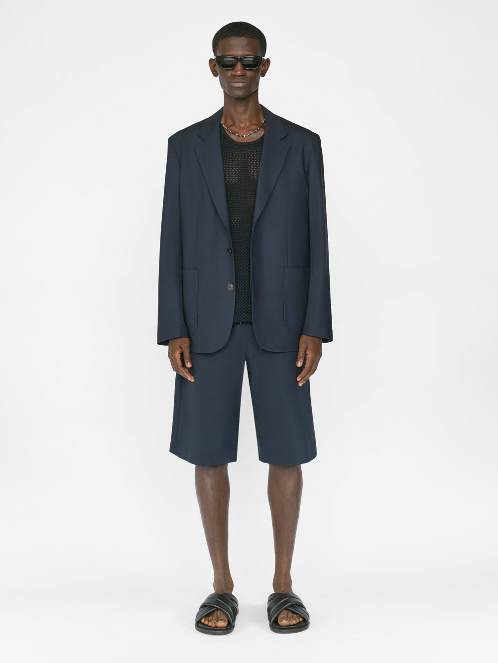 Secondary image for Unstructured Wool Blazer -- Dark Navy