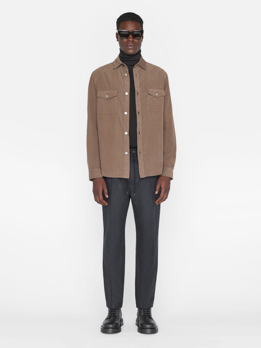 Secondary image for Double Pocket Micro Corduroy Shirt -- Mocha