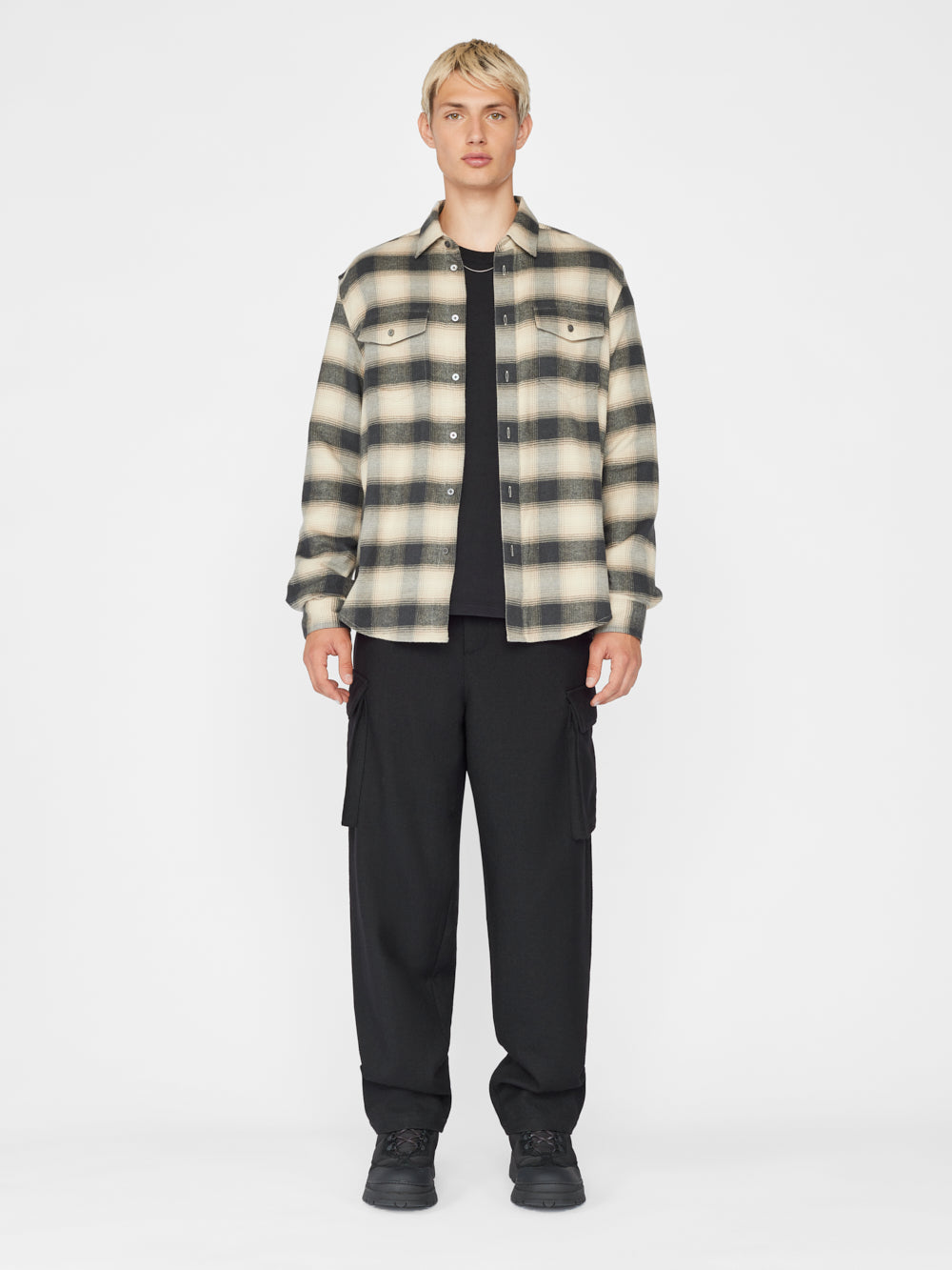 Secondary image for Plaid Flannel Shirt -- Noir / Light Beige
