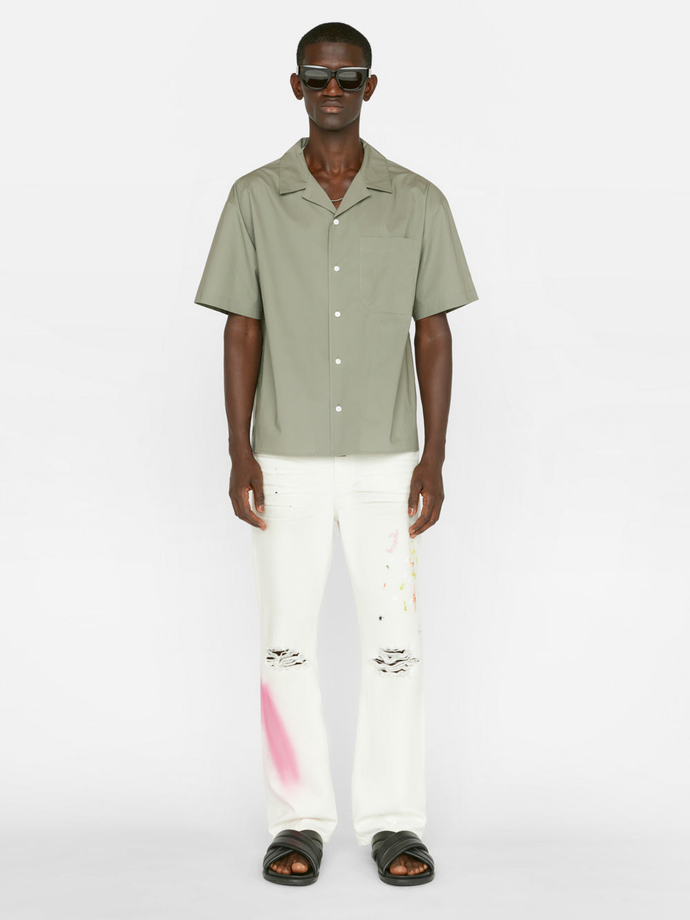 Secondary image for Soft Cotton Camp Collar Shirt -- Desert Sage