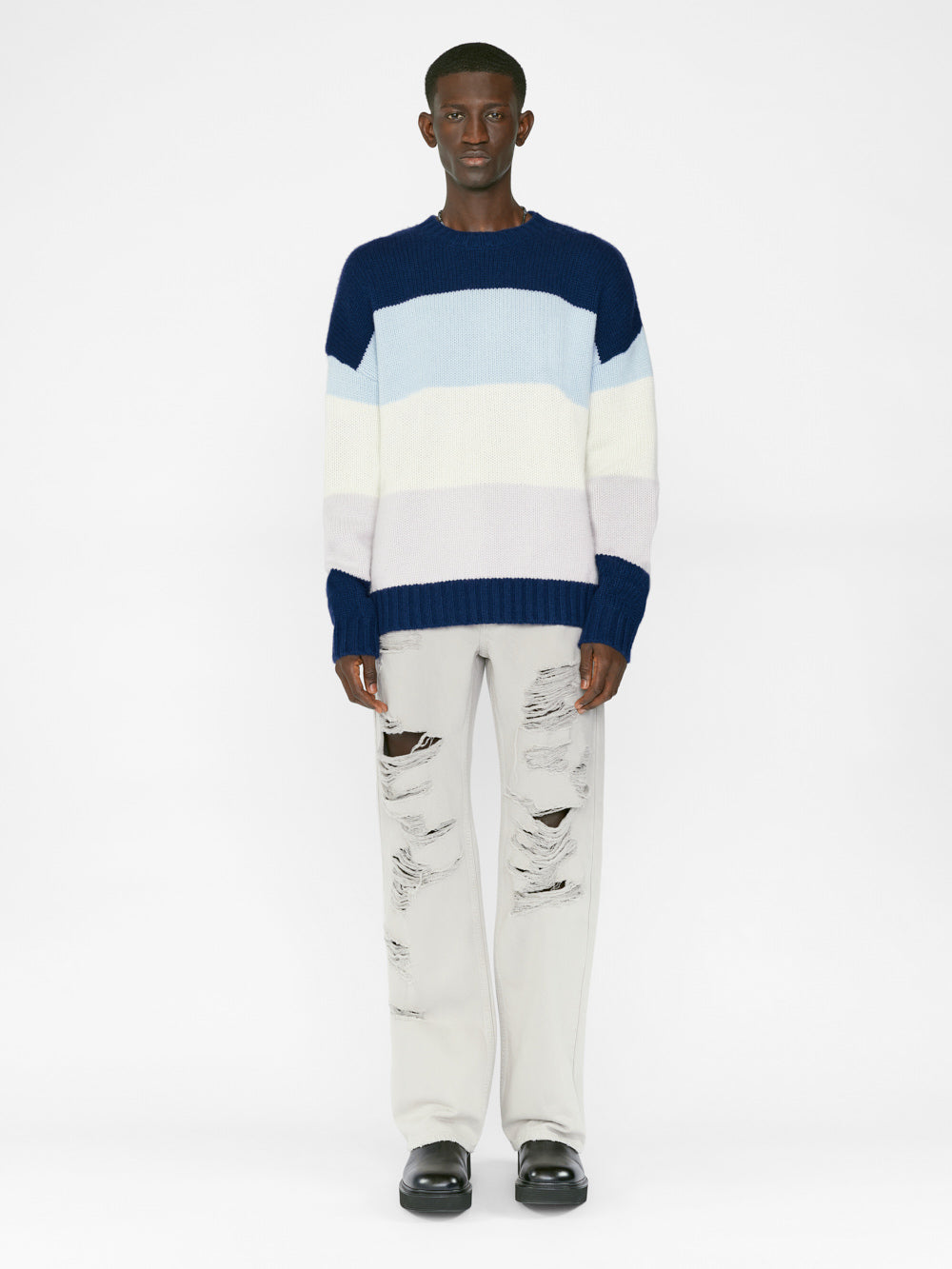 Secondary image for Bold Stripe Sweater -- Ink Blue Multi