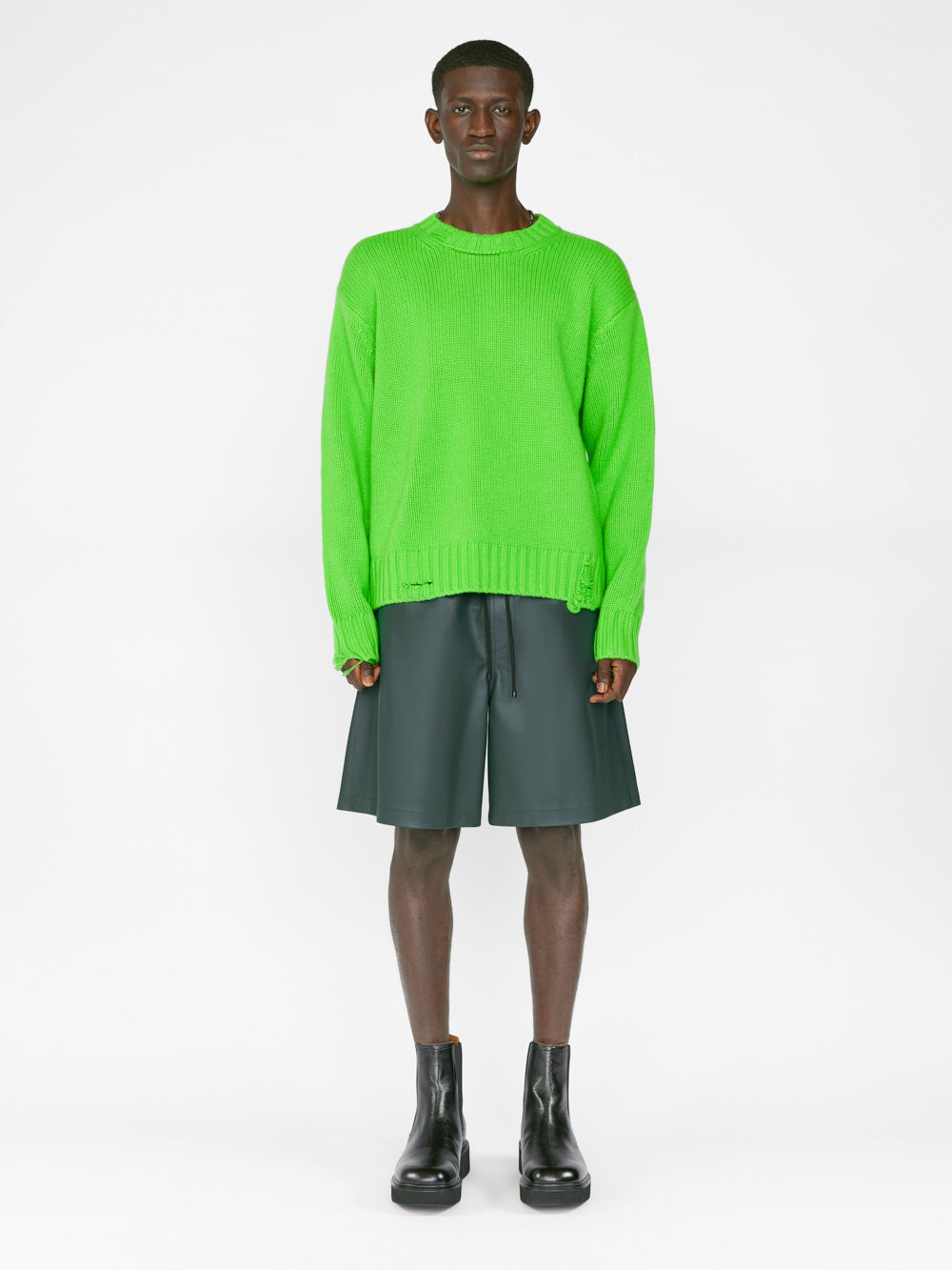 Secondary image for Destroyed Cashmere Sweater -- Neon Green