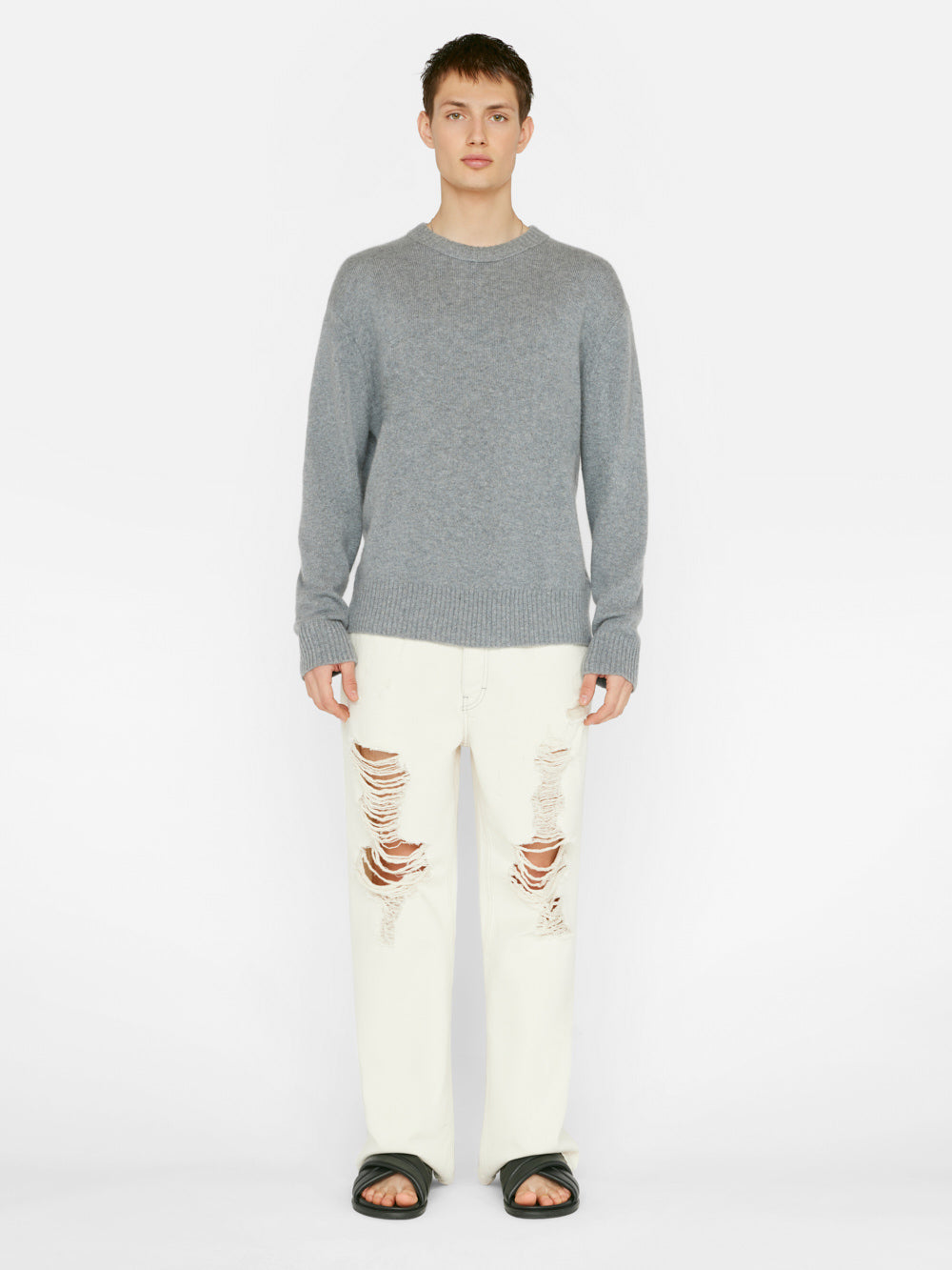 Secondary image for Lightweight Cashmere Sweater -- Gris