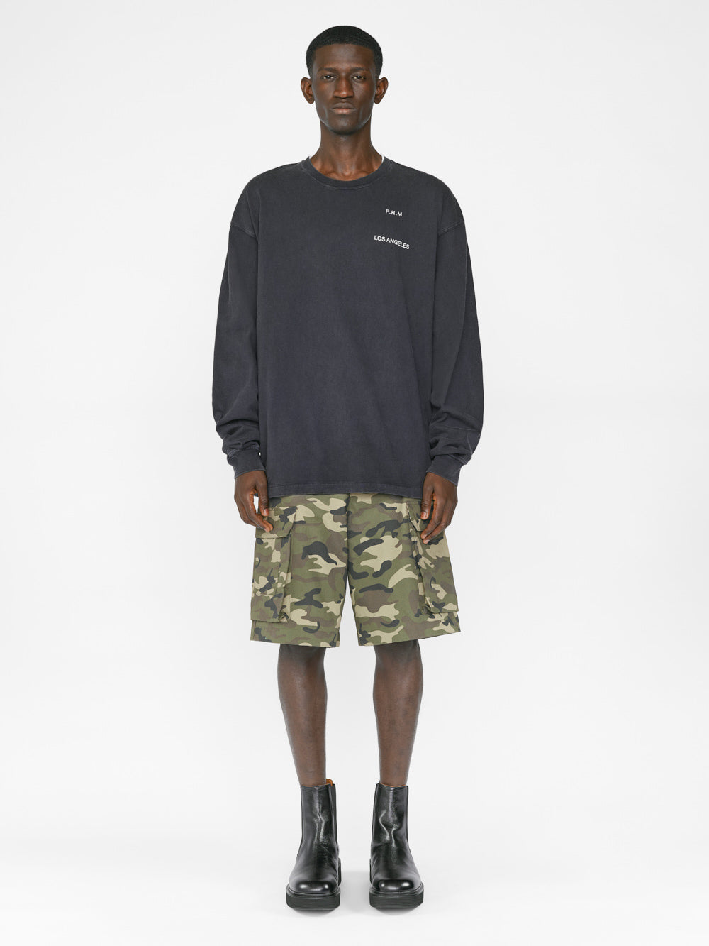 Secondary image for Faded Washed Long Sleeve Tee -- Faded Black