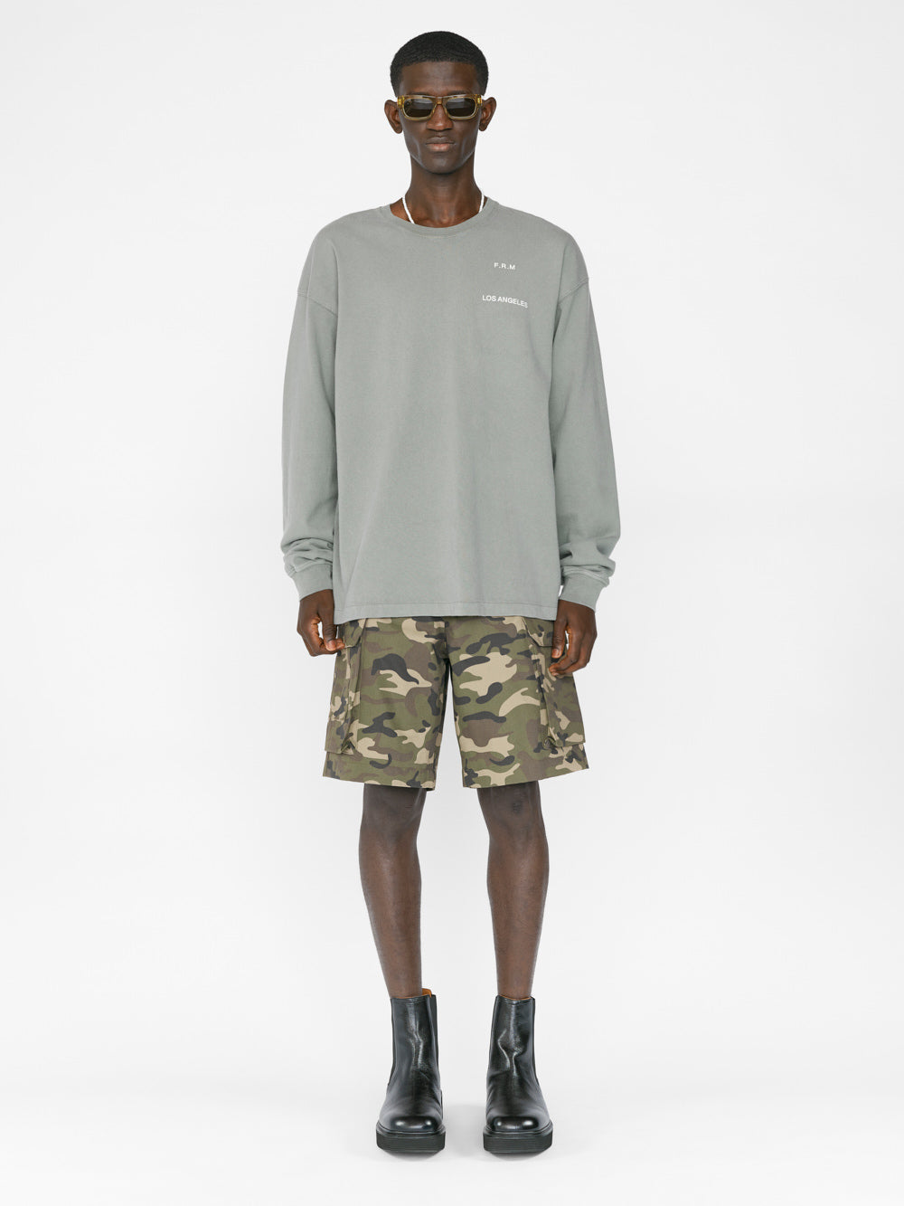 Secondary image for Faded Washed Long Sleeve Tee -- Old Green