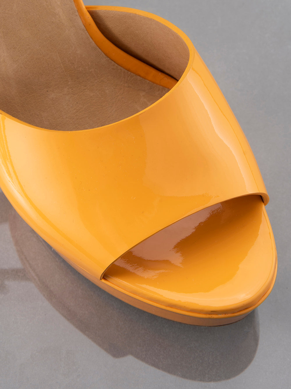 Secondary image for Le Carr Platform Sandal -- Nectarine Patent