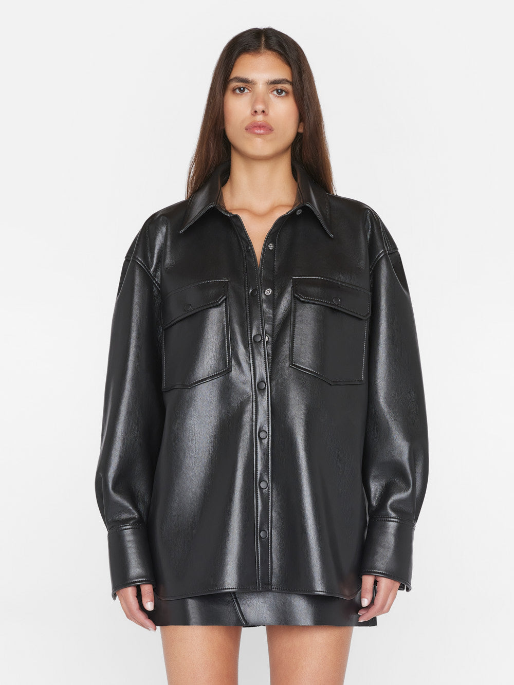 Primary image for Recycled Leather Shirt Jacket -- Noir