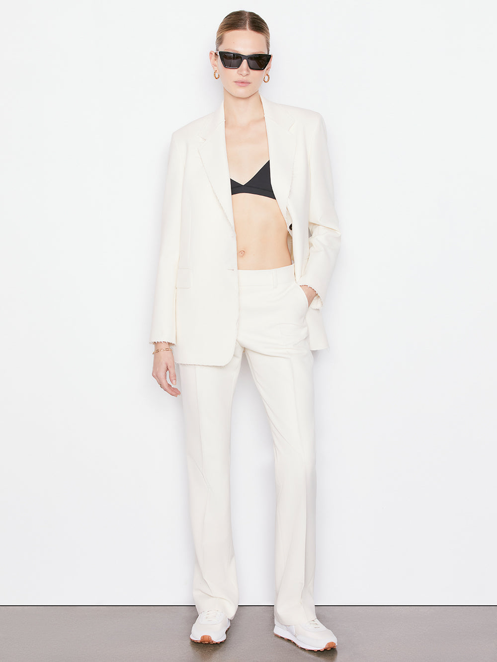 Secondary image for Oversized Raw Edge Blazer -- Off White