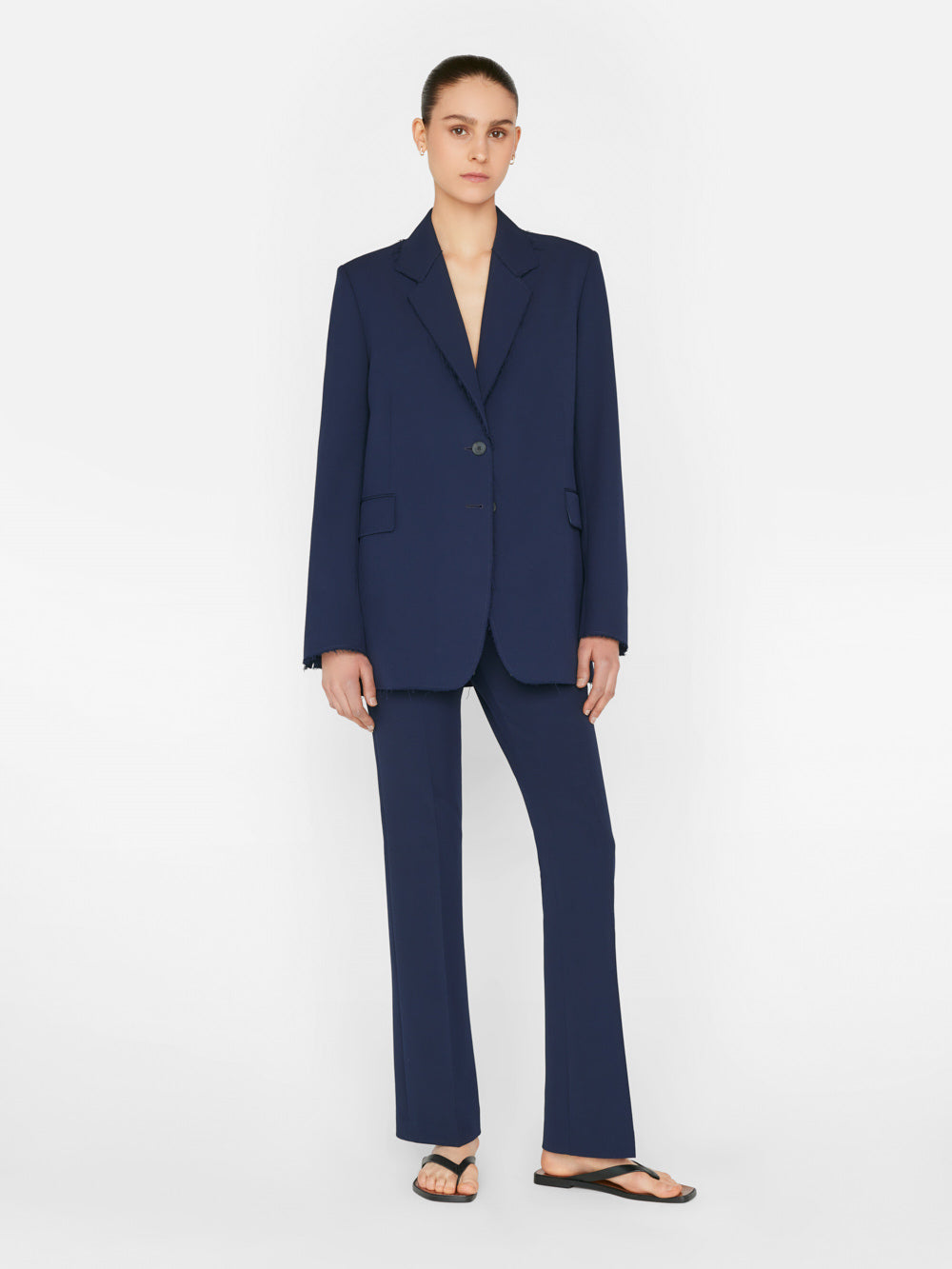 Secondary image for Oversized Raw Edge Blazer -- Navy