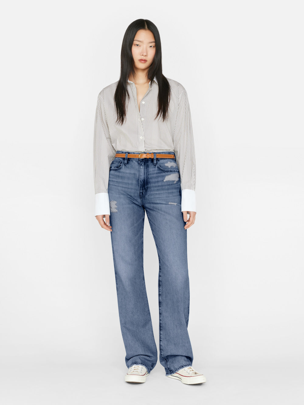 Secondary image for The Oversized Shirt -- Bone Multi