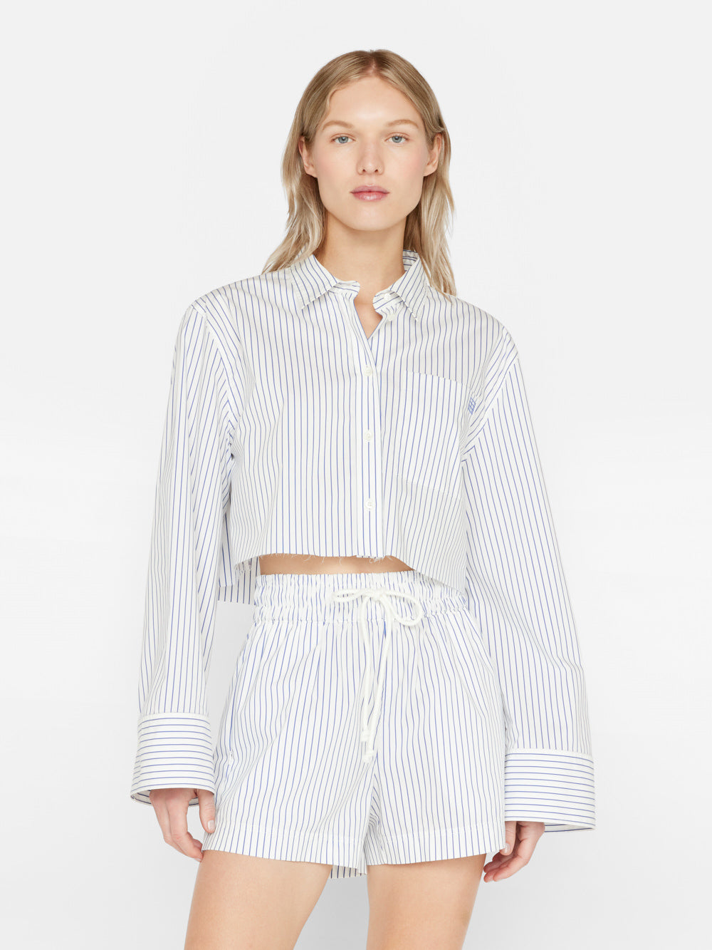 Primary image for Cropped Wide Sleeve Shirt -- Cobalt Multi