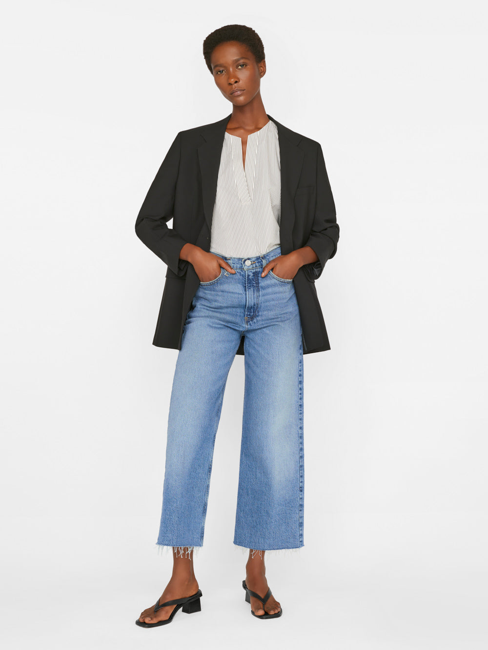 Secondary image for V-Neck Popover Top -- Bone Multi