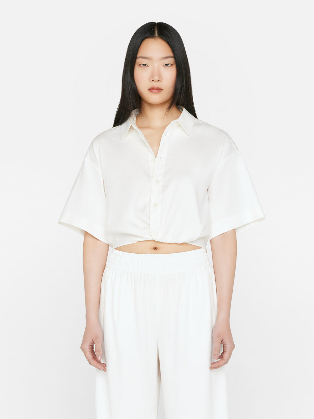 Primary image for Cropped Twist Front Shirt -- Off White