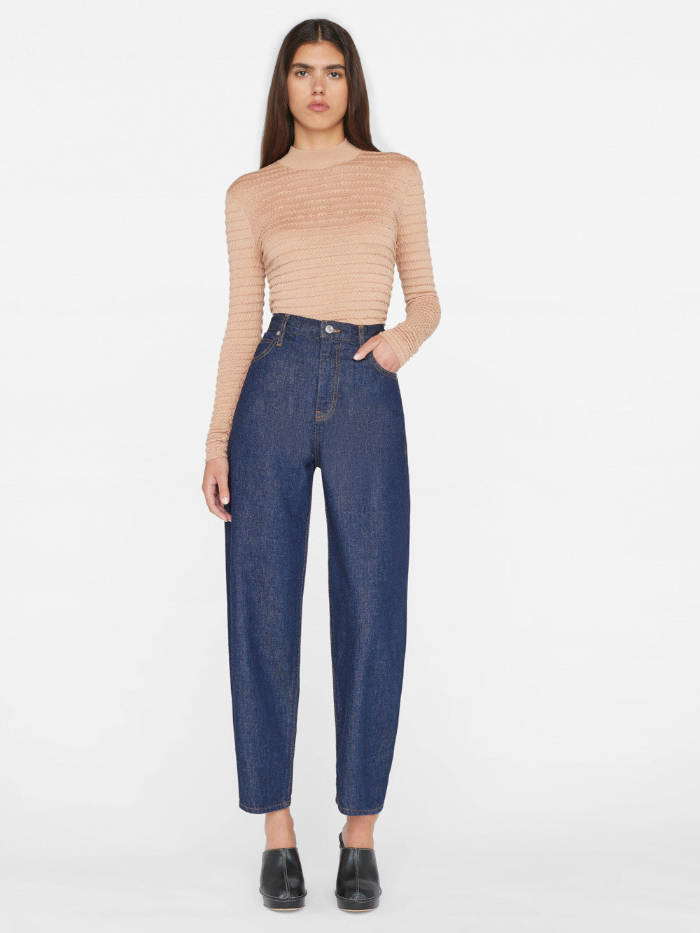 Secondary image for Smocked Mockneck Sweater -- Blush