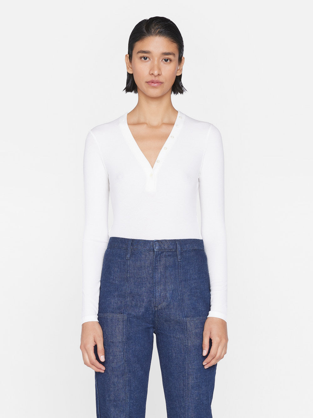 Primary image for Slinky Long Sleeve Rib Henley -- Off White
