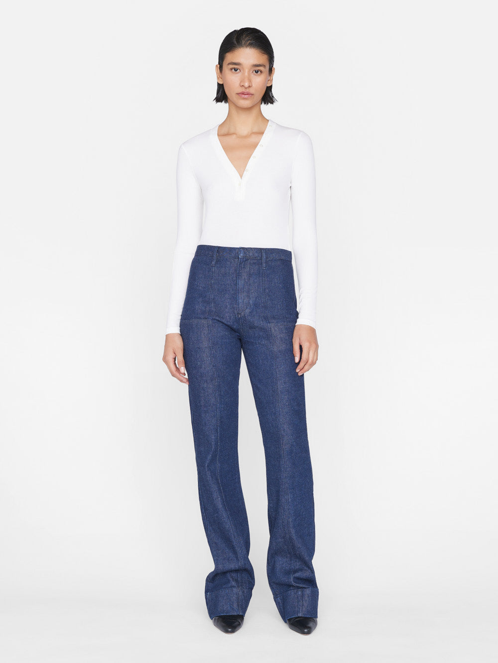 Secondary image for Slinky Long Sleeve Rib Henley -- Off White