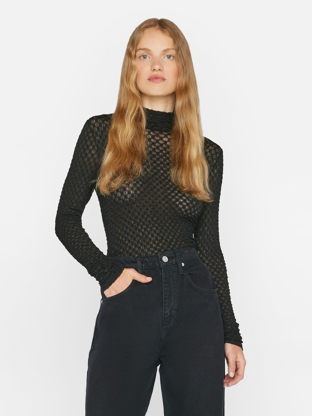 Primary image for Mesh Lace Turtleneck -- Noir