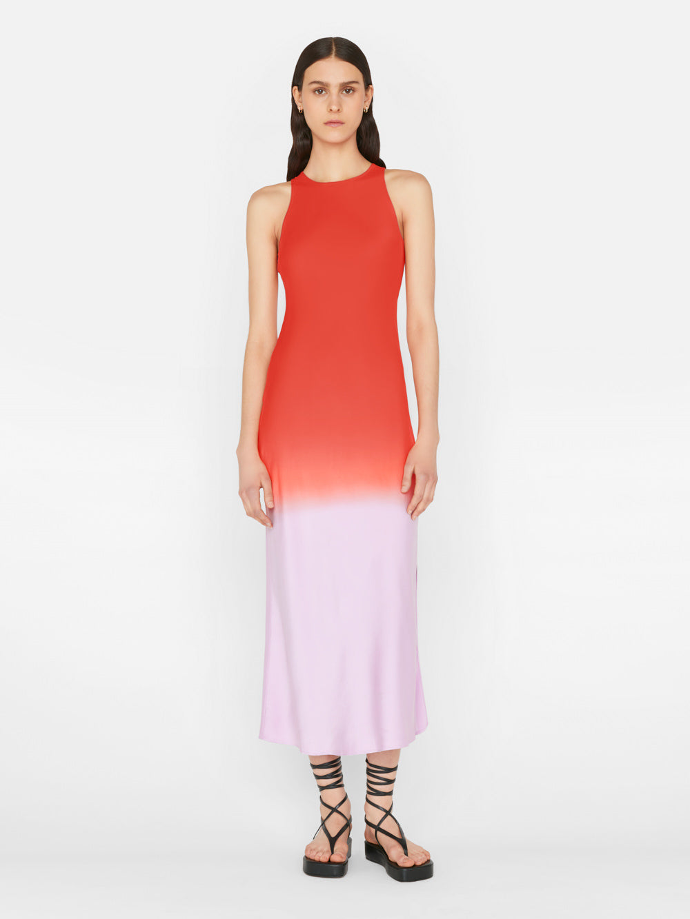 Primary image for Bias Dip Dye Midi Dress -- Red Orange Multi