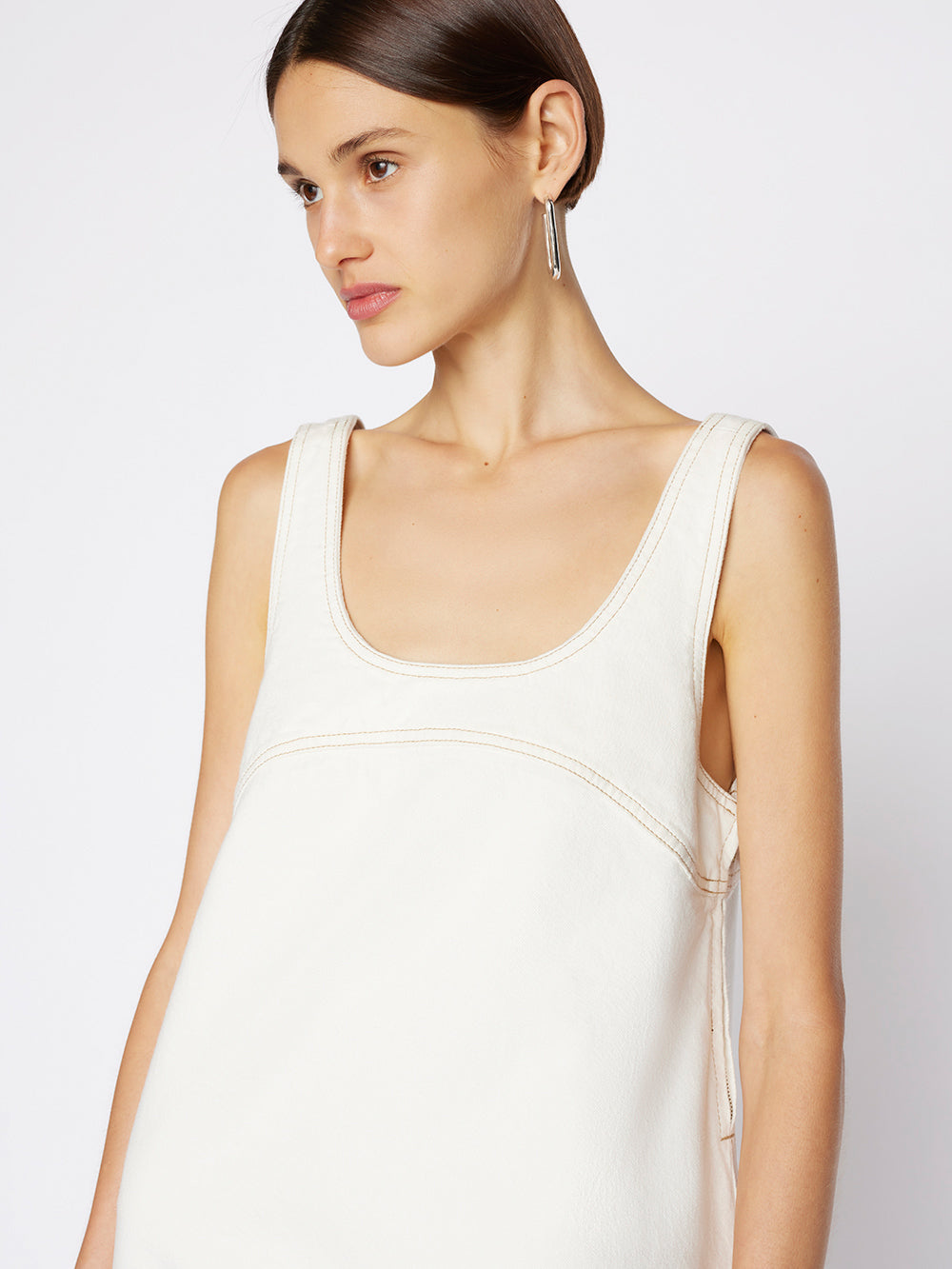 Secondary image for Micro Flare Denim Dress -- Ecru